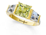 Yellow gold Fancy Yellow Princess Cut Diamond Engagement Ring with Baguette Side Stones and Channel Set Band_18