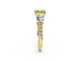 Yellow gold Fancy Yellow Princess Cut Diamond Engagement Ring with Baguette Side Stones and Channel Set Band_19