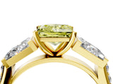 Yellow gold Fancy Yellow Princess Cut Diamond Engagement Ring with Baguette Side Stones and Channel Set Band_21