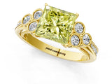Yellow gold Fancy Yellow Princess  Cut Diamond Engagement Ring with Bezel Set Round Side Stones and Prong Setting_30