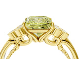 Yellow gold Fancy Yellow Princess  Cut Diamond Engagement Ring with Bezel Set Round Side Stones and Prong Setting_33