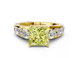 Yellow gold Fancy Yellow Princess  Cut Diamond Engagement Ring with Pavé Band and Four-Prong Setting_3