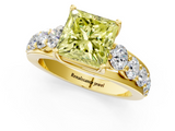 Yellow gold Fancy Yellow Princess  Cut Diamond Engagement Ring with Pavé Band and Four-Prong Setting_4