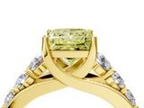 Yellow gold Fancy Yellow Princess  Cut Diamond Engagement Ring with Pavé Band and Four-Prong Setting_7
