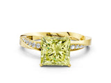 Yellow gold Fancy Yellow Princess Cut Diamond Engagement Ring with Side Stone Accents and Four-Prong Setting_12