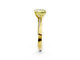 Yellow gold Fancy Yellow Princess Cut Diamond Engagement Ring with Side Stone Accents and Four-Prong Setting_14