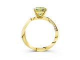 Yellow gold Fancy Yellow Princess Cut Diamond Engagement Ring with Side Stone Accents and Four-Prong Setting_15