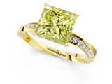 Yellow gold Fancy Yellow Princess Cut Diamond Engagement Ring with Side Stone Accents and Four-Prong Setting_25