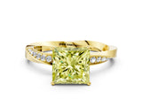 Yellow gold Fancy Yellow Princess Cut Diamond Engagement Ring with Side Stone Accents and Four-Prong Setting_96
