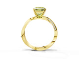 Yellow gold Fancy Yellow Princess Cut Diamond Engagement Ring with Side Stone Accents and Four-Prong Setting_99