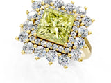 Yellow gold Fancy Yellow Princess Cut Diamond Floral Double Halo Engagement Ring with Prong Setting_25