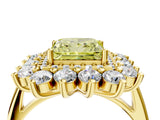 Yellow gold Fancy Yellow Princess Cut Diamond Floral Double Halo Engagement Ring with Prong Setting_28
