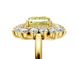 Yellow gold Fancy Yellow Princess Cut Diamond Floral Double Halo Engagement Ring with Prong Setting_29
