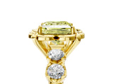 Yellow gold Fancy Yellow Princess  Cut Diamond Floral Halo Engagement Ring with Shared Prong Setting 1
