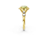 Yellow gold Fancy Yellow Princess  Cut Diamond Floral Halo Engagement Ring with Shared Prong Setting 4
