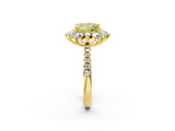 Yellow gold Fancy Yellow Princess  Cut Diamond Floral Halo Pave Band with Prong Setting_2