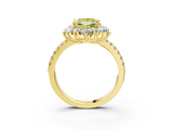 Yellow gold Fancy Yellow Princess  Cut Diamond Floral Halo Pave Band with Prong Setting_3