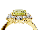 Yellow gold Fancy Yellow Princess  Cut Diamond Floral Halo Pave Band with Prong Setting_4