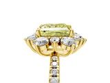 Yellow gold Fancy Yellow Princess  Cut Diamond Floral Halo Pave Band with Prong Setting_5