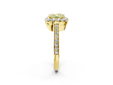 Yellow gold Fancy Yellow Princess Cut Diamond Floral Halo Ring with Pavé Band and Prong Setting_5