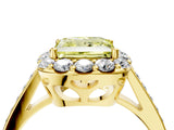 Yellow gold Fancy Yellow Princess Cut Diamond Floral Halo Ring with Pavé Band and Prong Setting_7