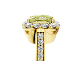 Yellow gold Fancy Yellow Princess Cut Diamond Floral Halo Ring with Pavé Band and Prong Setting_8