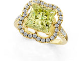 Yellow gold Fancy Yellow Princess Cut Diamond Floral Halo Split Shank Prong Setting Ring_1