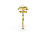 Yellow gold Fancy Yellow Princess Cut Diamond Floral Halo Split Shank Prong Setting Ring_2