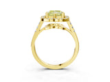 Yellow gold Fancy Yellow Princess Cut Diamond Floral Halo Split Shank Prong Setting Ring_3