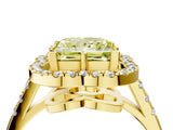 Yellow gold Fancy Yellow Princess Cut Diamond Floral Halo Split Shank Prong Setting Ring_4