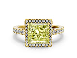 Yellow gold Fancy Yellow Princess Cut Diamond Halo Engagement Ring with Pavé Band and Prong Setting_27