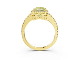 Yellow gold Fancy Yellow Princess Cut Diamond Halo Engagement Ring with Pavé Band and Prong Setting_30