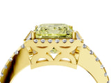 Yellow gold Fancy Yellow Princess Cut Diamond Halo Engagement Ring with Pavé Band and Prong Setting_31