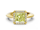 Yellow gold Fancy Yellow Princess  Cut Diamond Halo Engagement Ring with Split Shank and Four-Prong Setting_29