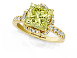 Yellow gold Fancy Yellow Princess Cut Diamond Halo Pave Band with Four-Prong Setting_4