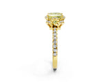 Yellow gold Fancy Yellow Princess Cut Diamond Halo Pave Band with Four-Prong Setting_5