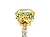 Yellow gold Fancy Yellow Princess Cut Diamond Halo Pave Band with Four-Prong Setting_8