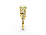 Yellow gold Fancy Yellow Princess Cut Diamond Halo Ring with Milgrain Pavé Band and Four-Prong Setting_18