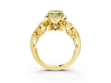 Yellow gold Fancy Yellow Princess Cut Diamond Halo Ring with Milgrain Pavé Band and Four-Prong Setting_19