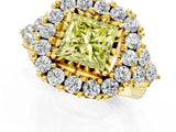 Yellow gold Fancy Yellow Princess Cut Diamond Halo Ring with Pavé Band and Four-Prong Setting_18