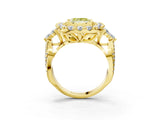 Yellow gold Fancy Yellow Princess Cut Diamond Halo Ring with Pavé Band and Four-Prong Setting_20