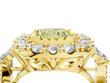 Yellow gold Fancy Yellow Princess Cut Diamond Halo Ring with Pavé Band and Four-Prong Setting_21