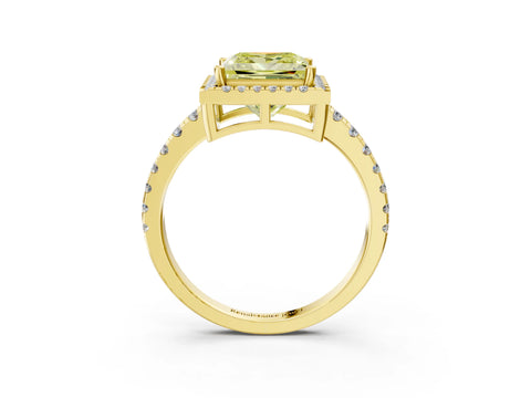 Yellow gold Fancy Yellow Princess Cut Diamond Halo Ring with Pavé Band and Four-Prong Setting_3