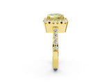 Yellow gold Fancy Yellow Princess Cut Diamond Halo Ring with Pavé Band and Prong Setting_2