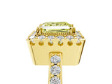 Yellow gold Fancy Yellow Princess Cut Diamond Halo Ring with Pavé Band and Prong Setting_5