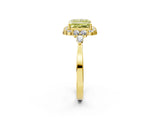 Yellow gold Fancy Yellow Princess Cut Diamond Halo Ring with Pear Side Stones and Prong Setting_19