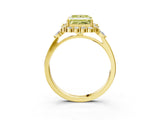 Yellow gold Fancy Yellow Princess Cut Diamond Halo Ring with Pear Side Stones and Prong Setting_20