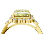 Yellow gold Fancy Yellow Princess Cut Diamond Halo Ring with Pear Side Stones and Prong Setting_21