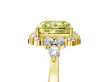 Yellow gold Fancy Yellow Princess Cut Diamond Halo Ring with Pear Side Stones and Prong Setting_22