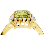 Yellow gold Fancy Yellow Princess  Cut Diamond Halo Ring with Round Brilliant Halo and Solitaire Band_4